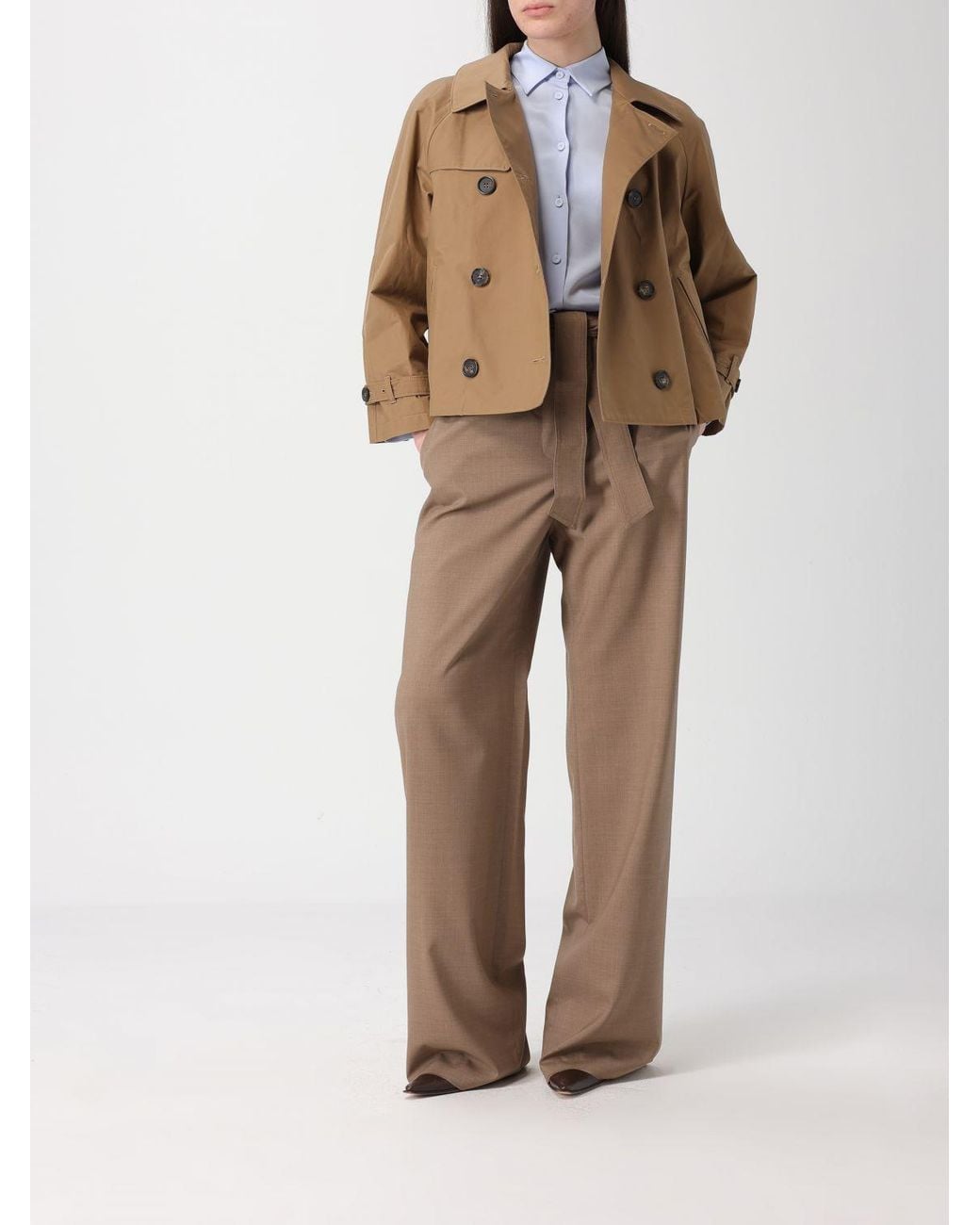 Gabardina Cruzada De Mezcla De Algodón Max Mara de color Natural