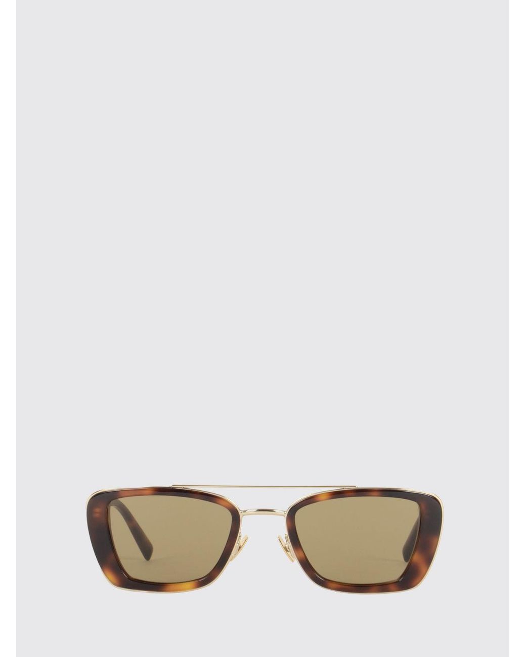 Saint Laurent White Tortoiseshell Cat-Eye Sunglasses With Metal Double Bridge for men
