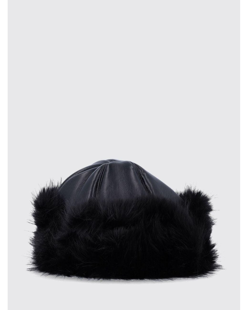 Stand Studio Black Bicolour Faux-Fur Beanie With Cuff