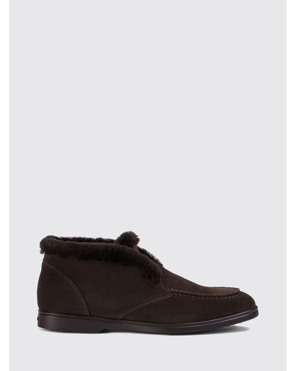 Doucal's White Suede Chukka Boots With Shearling Lining And Rubber Sole