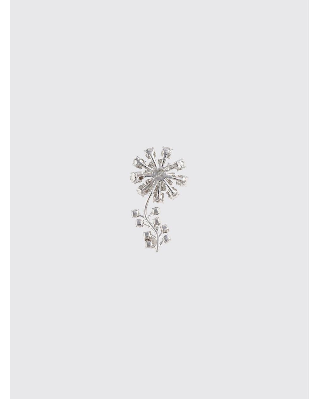 Self-Portrait White Crystal Flower Brooch