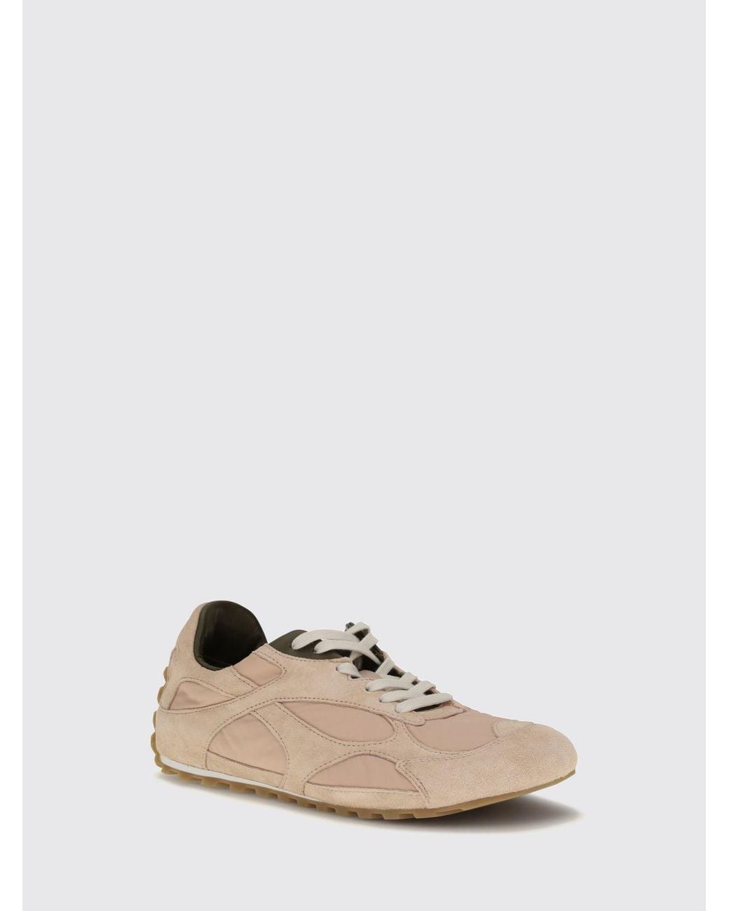 Bottega Veneta Natural Orbit Suede And Nylon Sneakers With Notched Sole