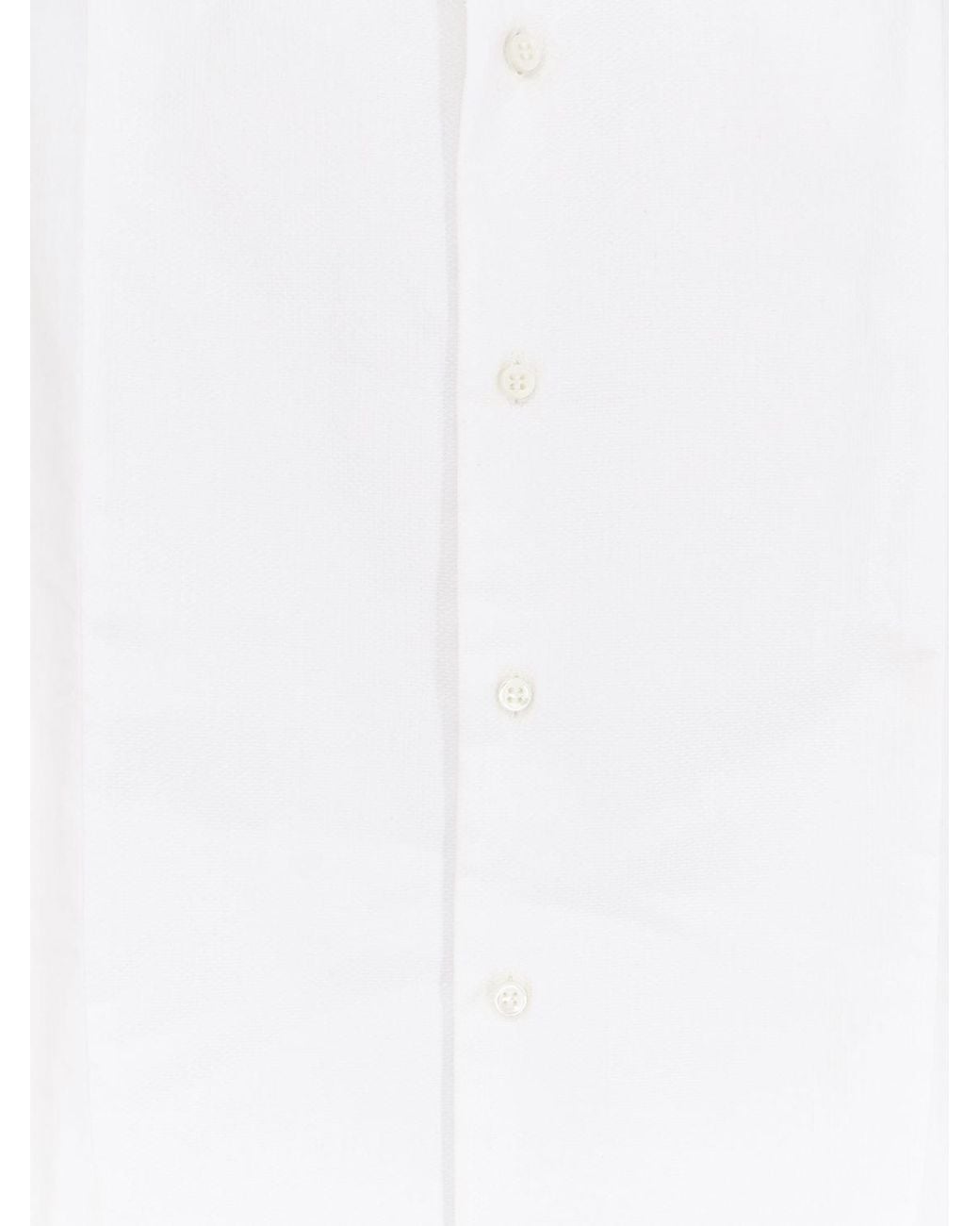 Brunello Cucinelli White Slim Fit Cotton Poplin Shirt for men