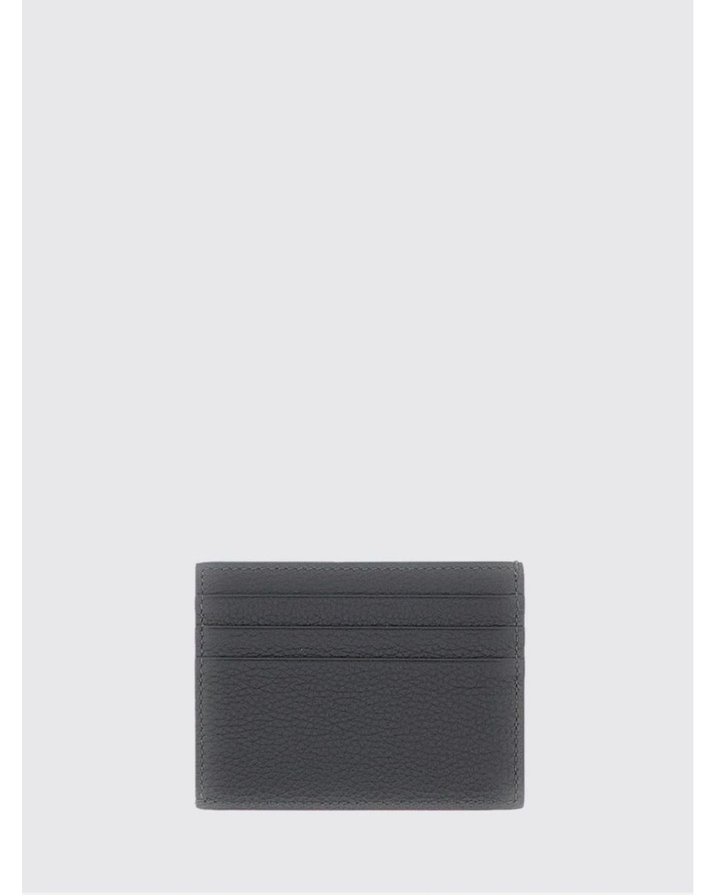 Thom Browne Gray 4-Bar Full-Grain Leather Card Holder With Six Slots for men