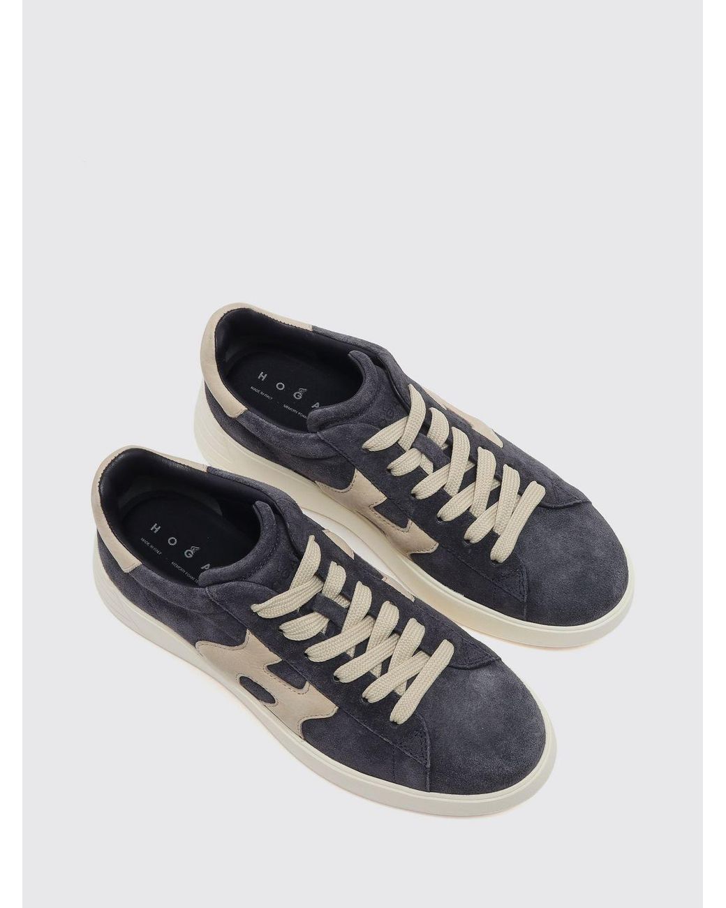 Hogan White Rebel Leather And Suede Sneakers With Chunky Sole