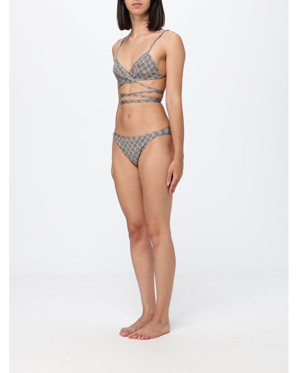 Gucci White Gg Monogram Jersey Triangle Bikini