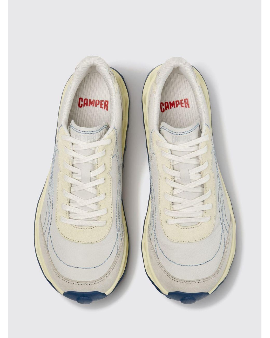 Camper White Pelotissima Leather And Nubuck Trainers With Xl Extralight Sole for men