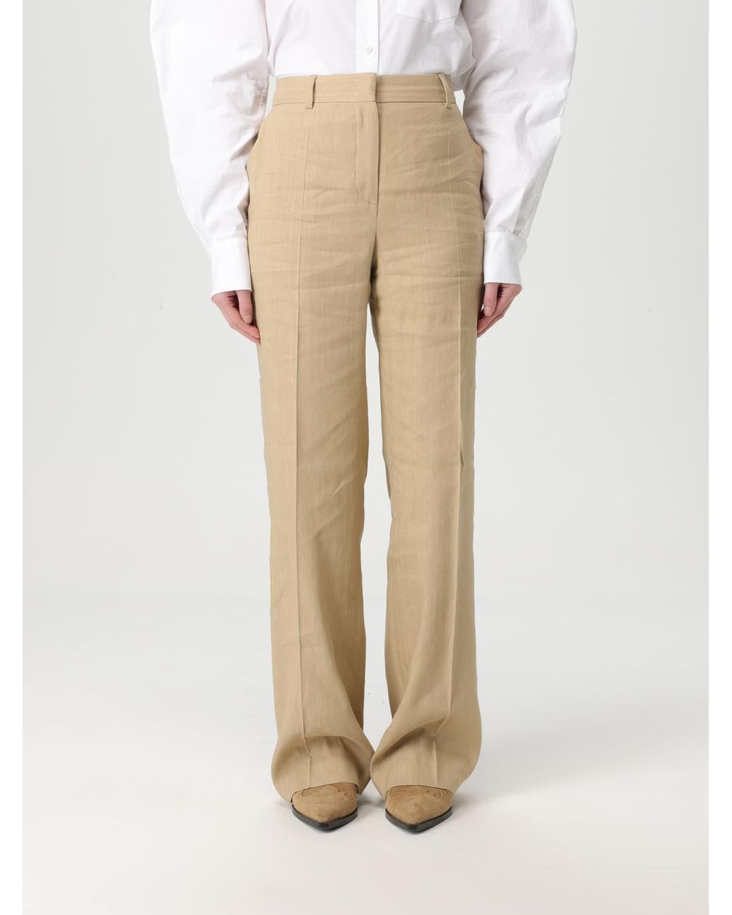 Alberta Ferretti Natural Trousers