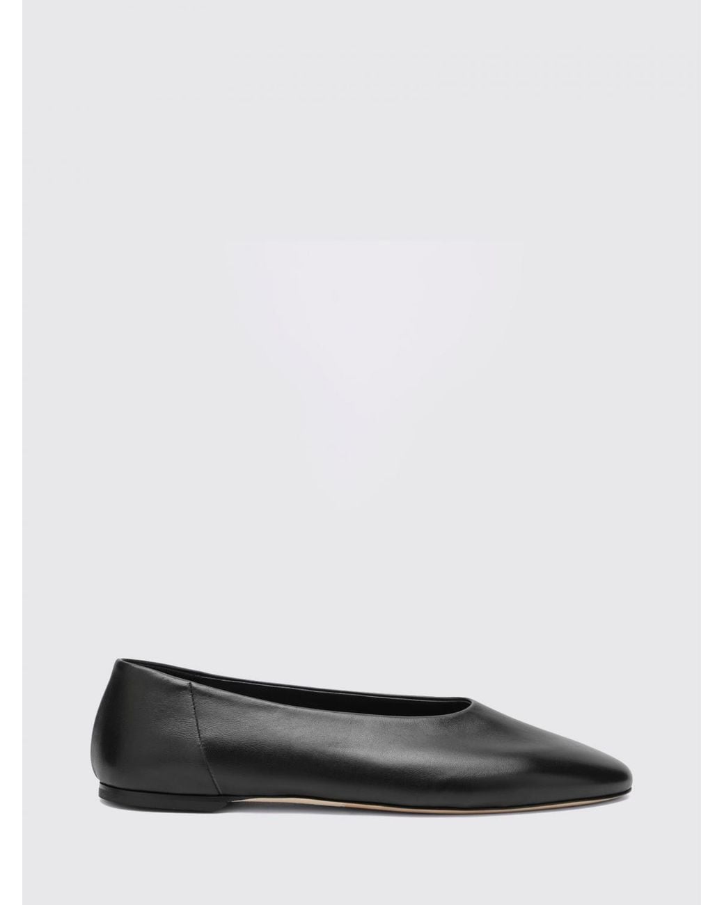 Totême White Smooth Leather Round-Toe Ballet Flats With Leather Sole