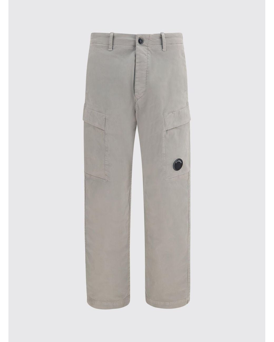 C P Company Gray Straight-Leg Stretch-Cotton Cargo Trousers With Logo for men