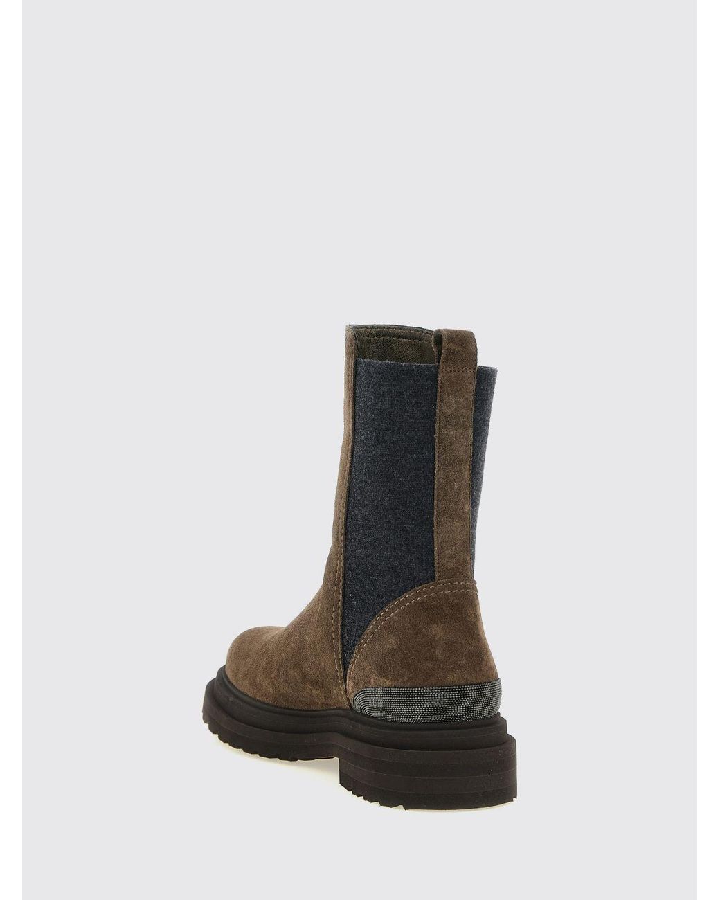 Brunello Cucinelli Brown Bicolour Leather Chelsea Boots With Lug Sole