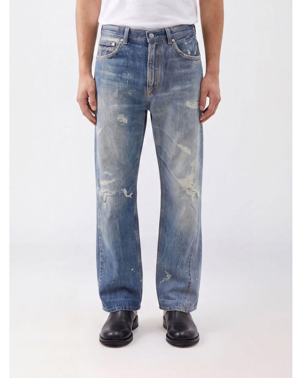 Our Legacy Blue Wide-Leg Denim Jeans With Trompe-L'Œil Design for men