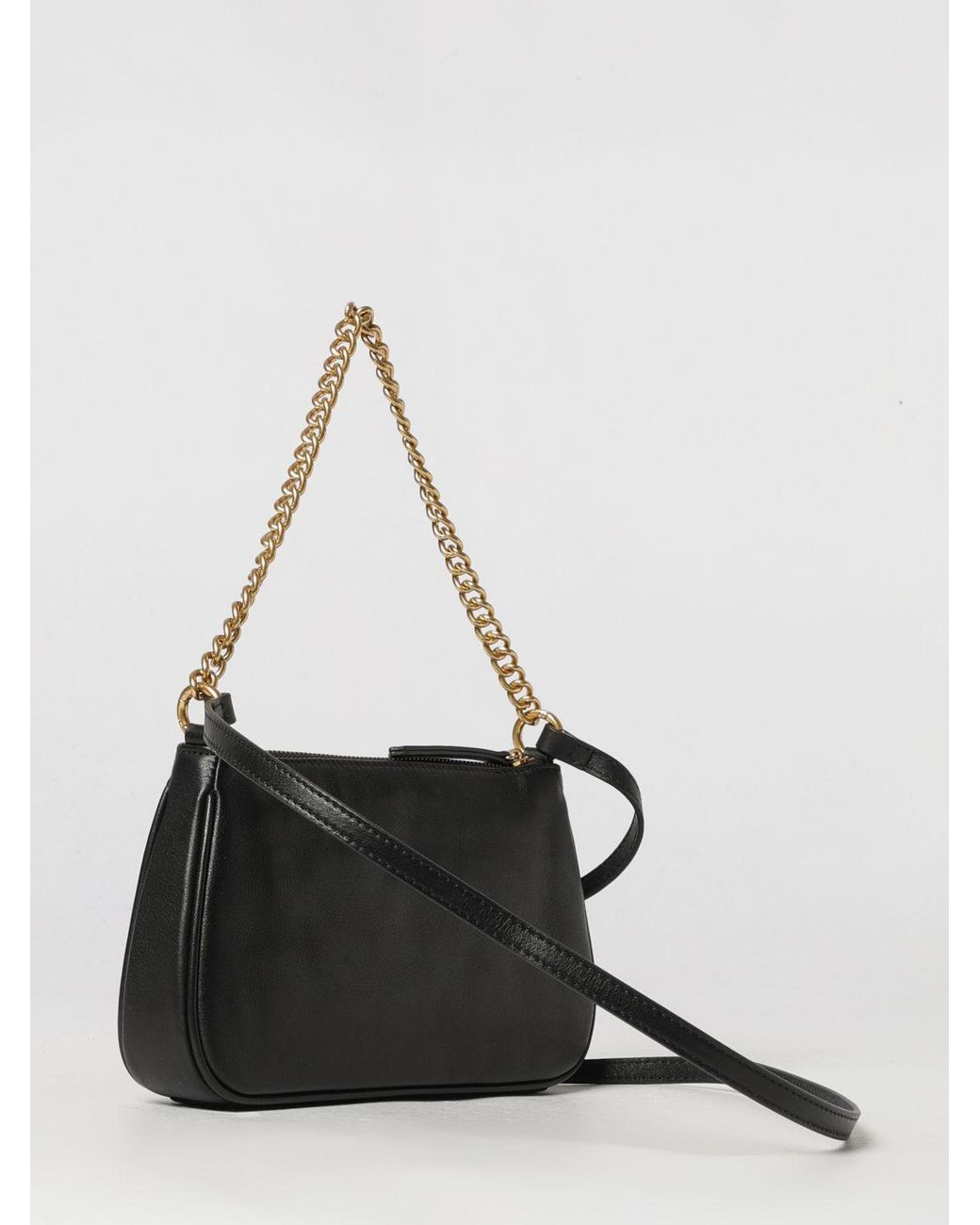 Twinset Black Leather Shoulder Bag With Metal Mesh Handle