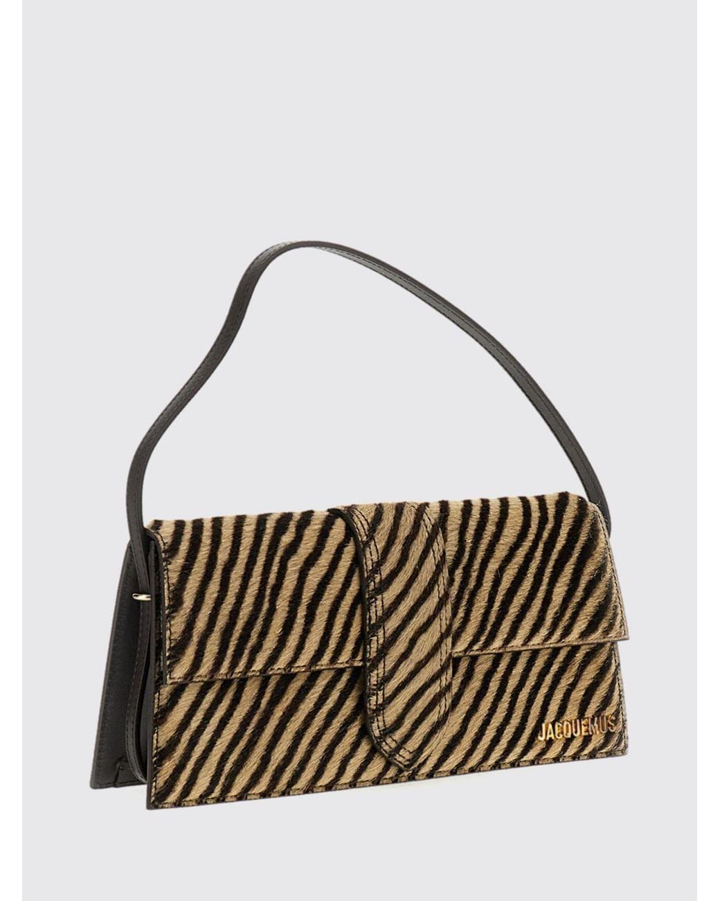 Jacquemus Gray Le Bambino Long Zebra-Print Pony-Effect Leather Shoulder Bag