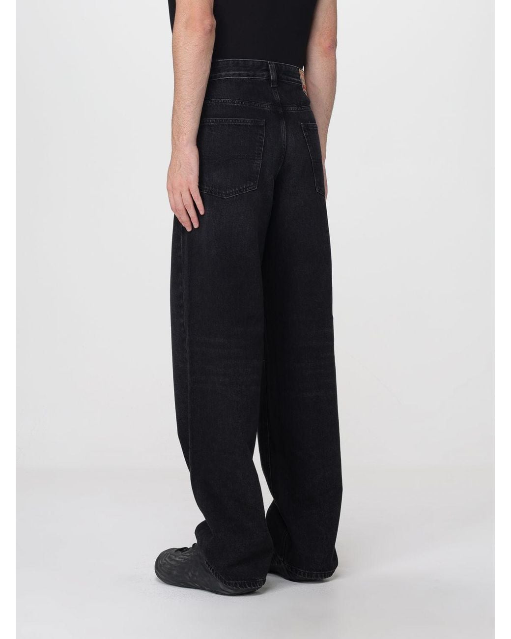 DIESEL Black Wide Leg Mid-Rise Jeans for men