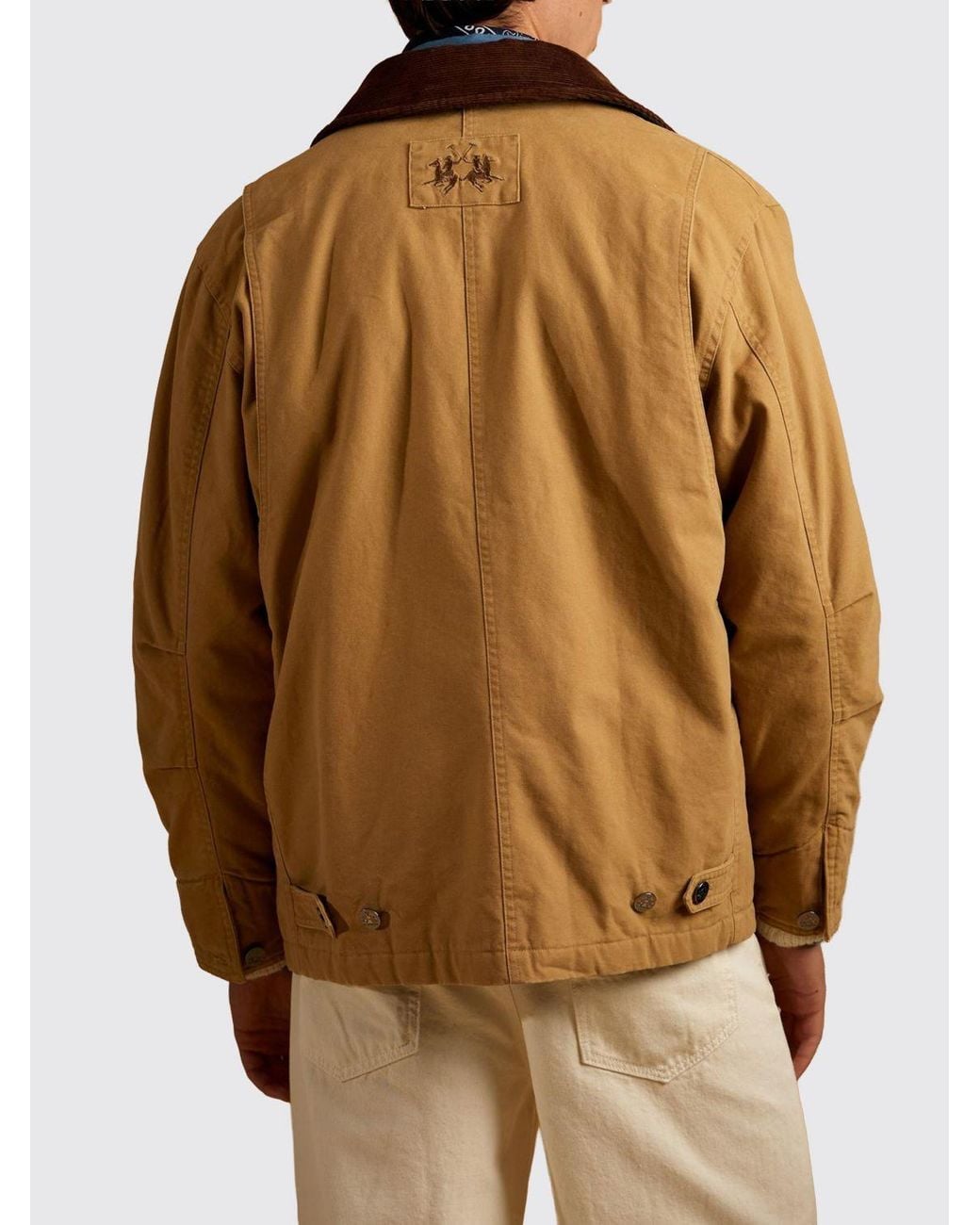 La Martina Brown Cotton Utility Jacket With Zip Closure And Flap Pockets for men