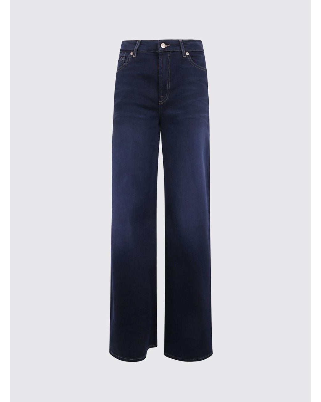 7 For All Mankind Blue Lotta High-Waisted Wide Leg Jeans