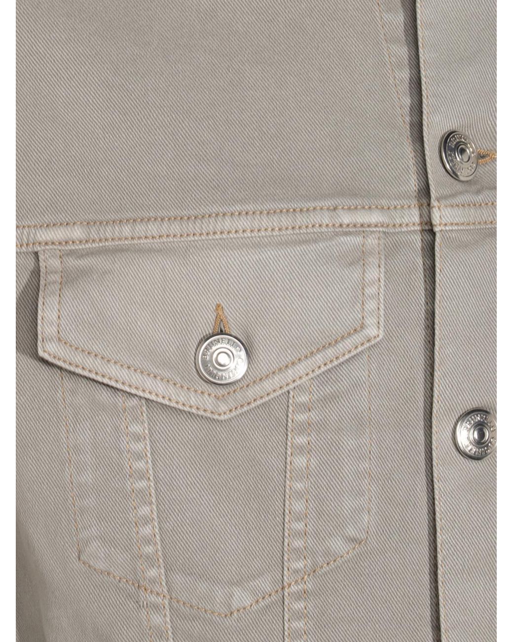 Brunello Cucinelli Gray Cotton Shirt Jacket With Patch Pockets And Metal Buttons for men