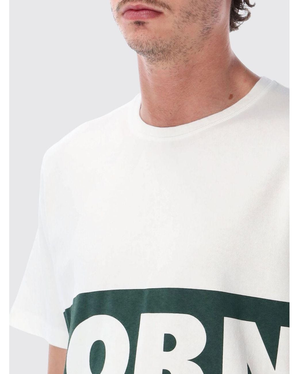 J.W. Anderson White Logo Print Crew Neck Cotton T-Shirt for men