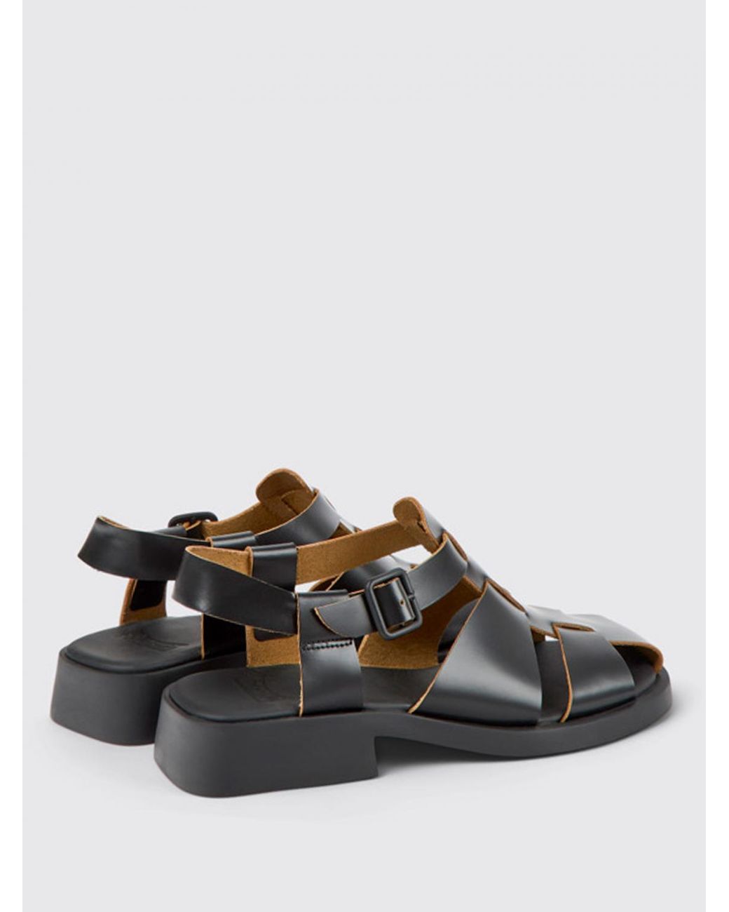 Camper Black Flat Sandals