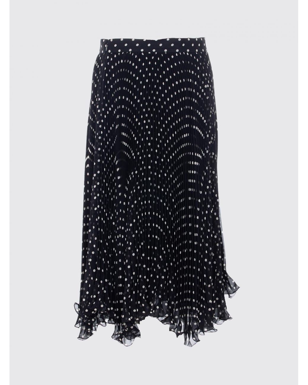 Valentino Black Polka Dot Silk Midi Skirt