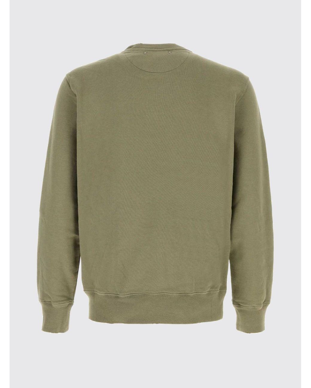 Golden Goose Deluxe Brand Green Crewneck Cotton Sweatshirt With Contrasting Logo for men
