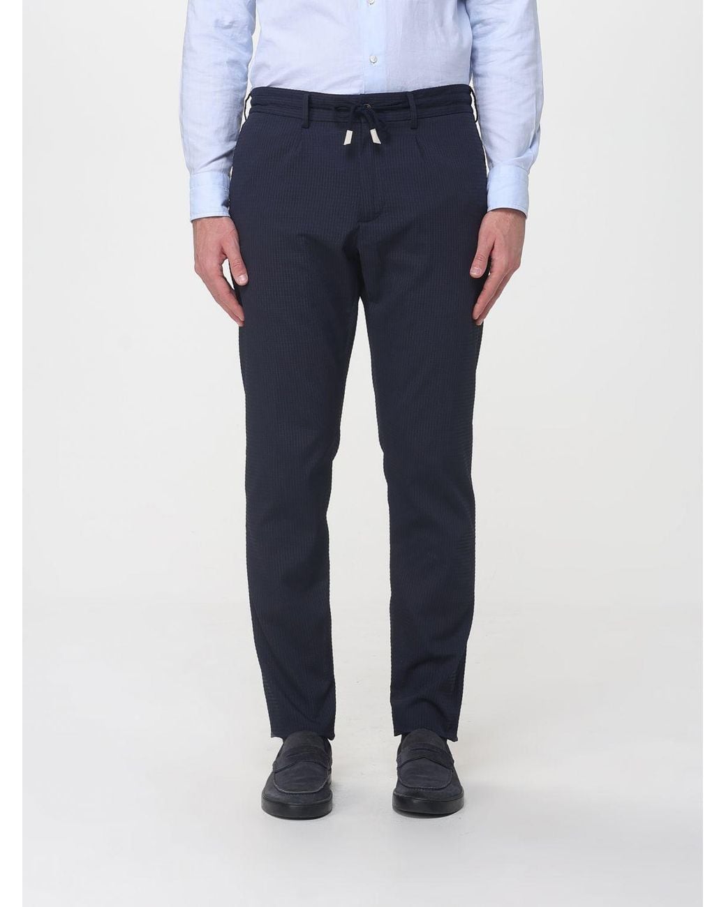Eleventy Blue Single-Breasted Seersucker Cotton Suit for men