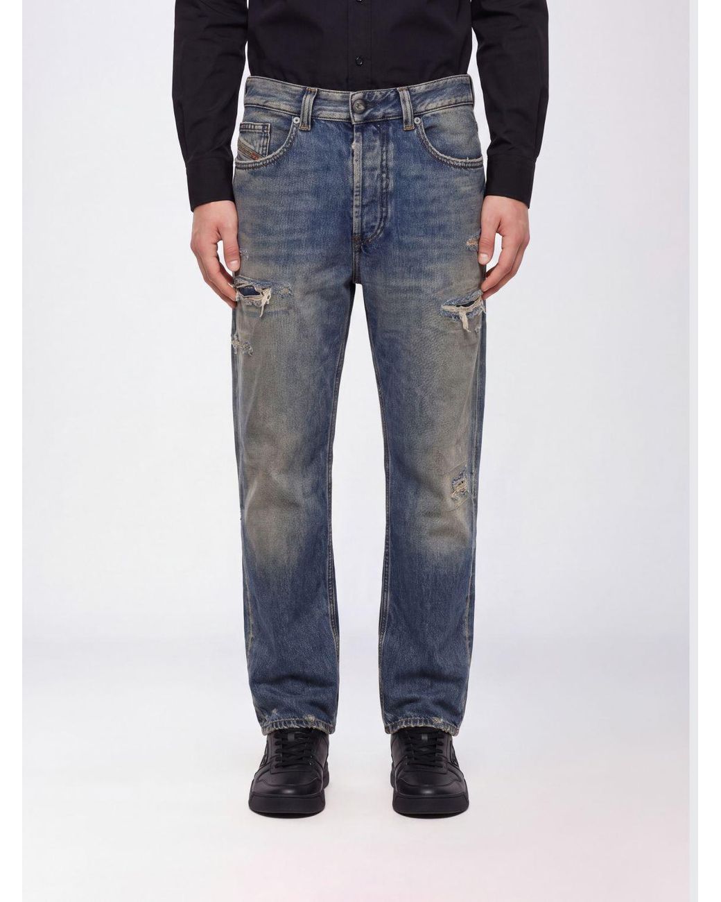 DIESEL Blue 2024 D-Macs Mid-Rise Straight-Leg Jeans for men