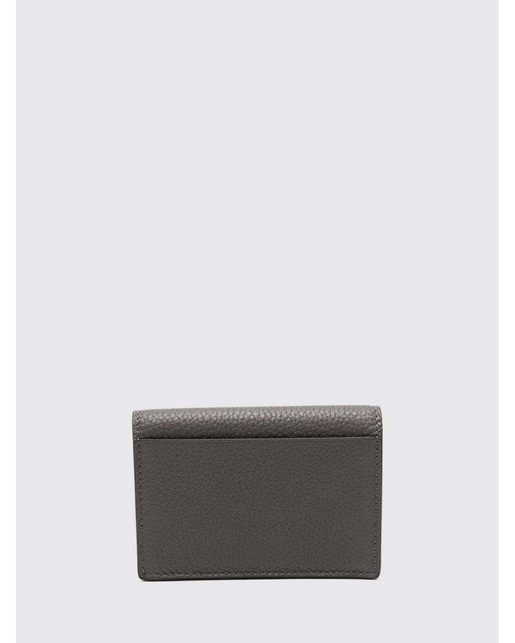 Tom Ford Gray Calf Leather Card Holder With Flap And Snap Button Closure for men