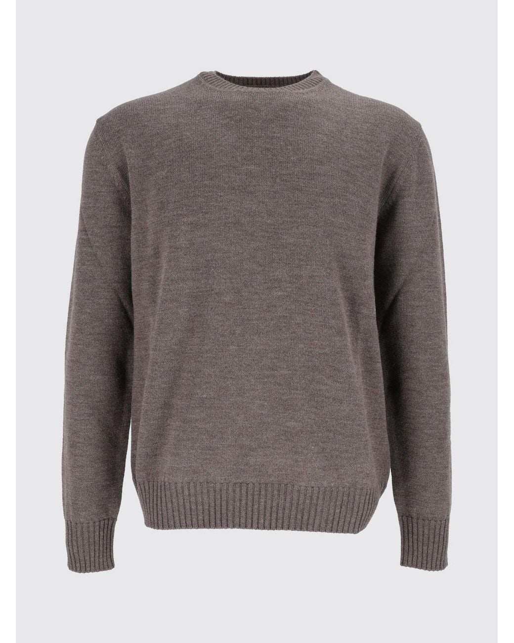 Ballantyne Gray Crew-Neck Merino Wool Jumper With Ribbed Trims for men