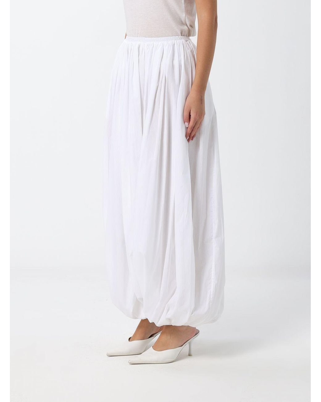 Alaïa White Wide-Leg Cotton Harem Trousers With Elasticated Waist