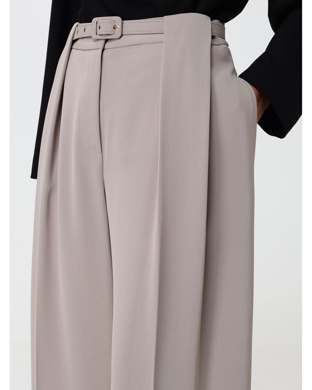SIMONA CORSELLINI Natural Crêpe Palazzo Trousers With Pleats And Belt
