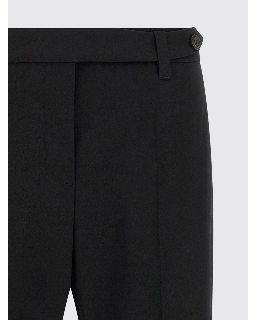 Brunello Cucinelli Black Slim Fit Stretch-Virgin Wool Trousers With Monili Embroidery