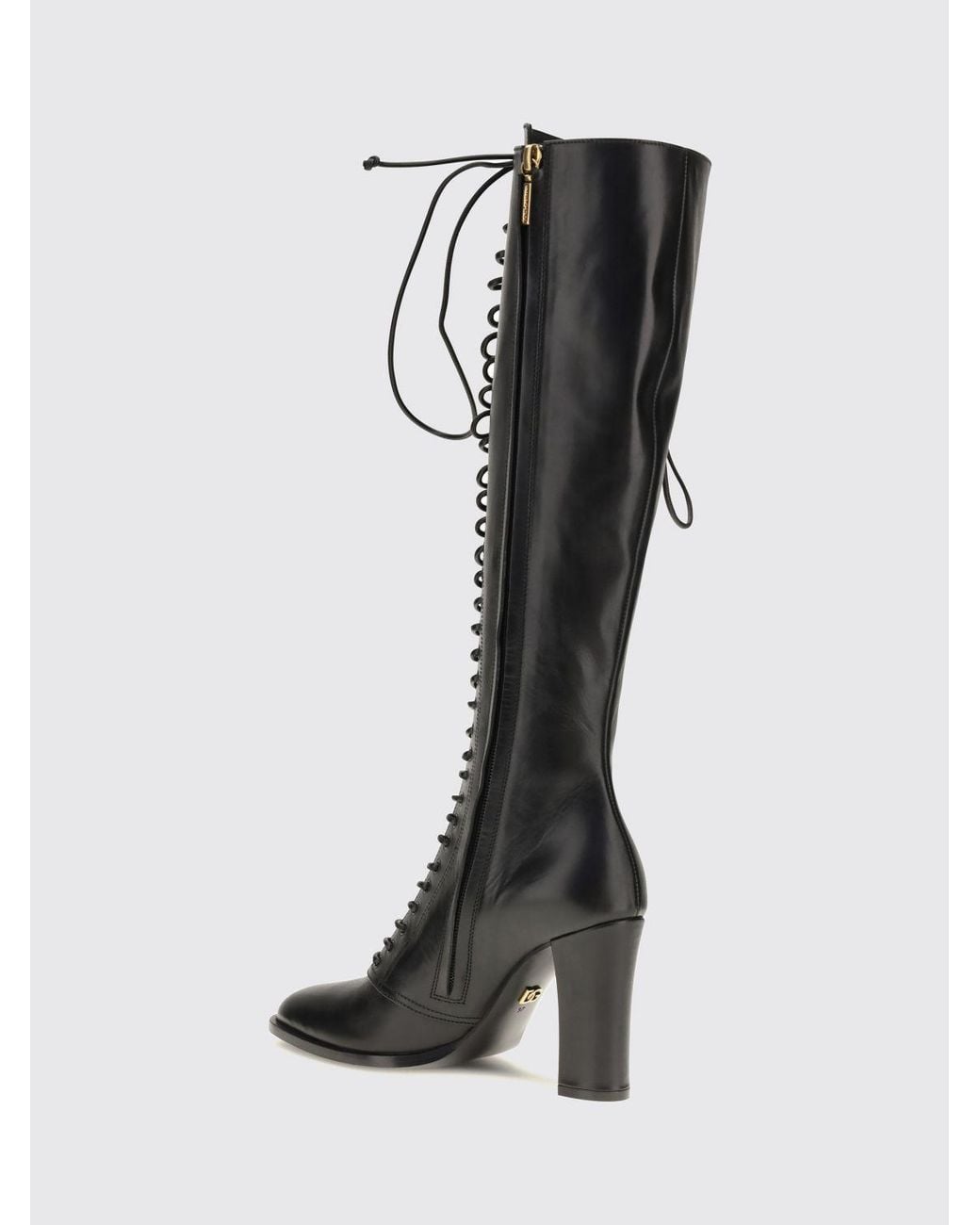 Dolce & Gabbana Black Dolce &Amp Gabbana High-Heeled Smooth Calfskin Leather Knee-High Boots