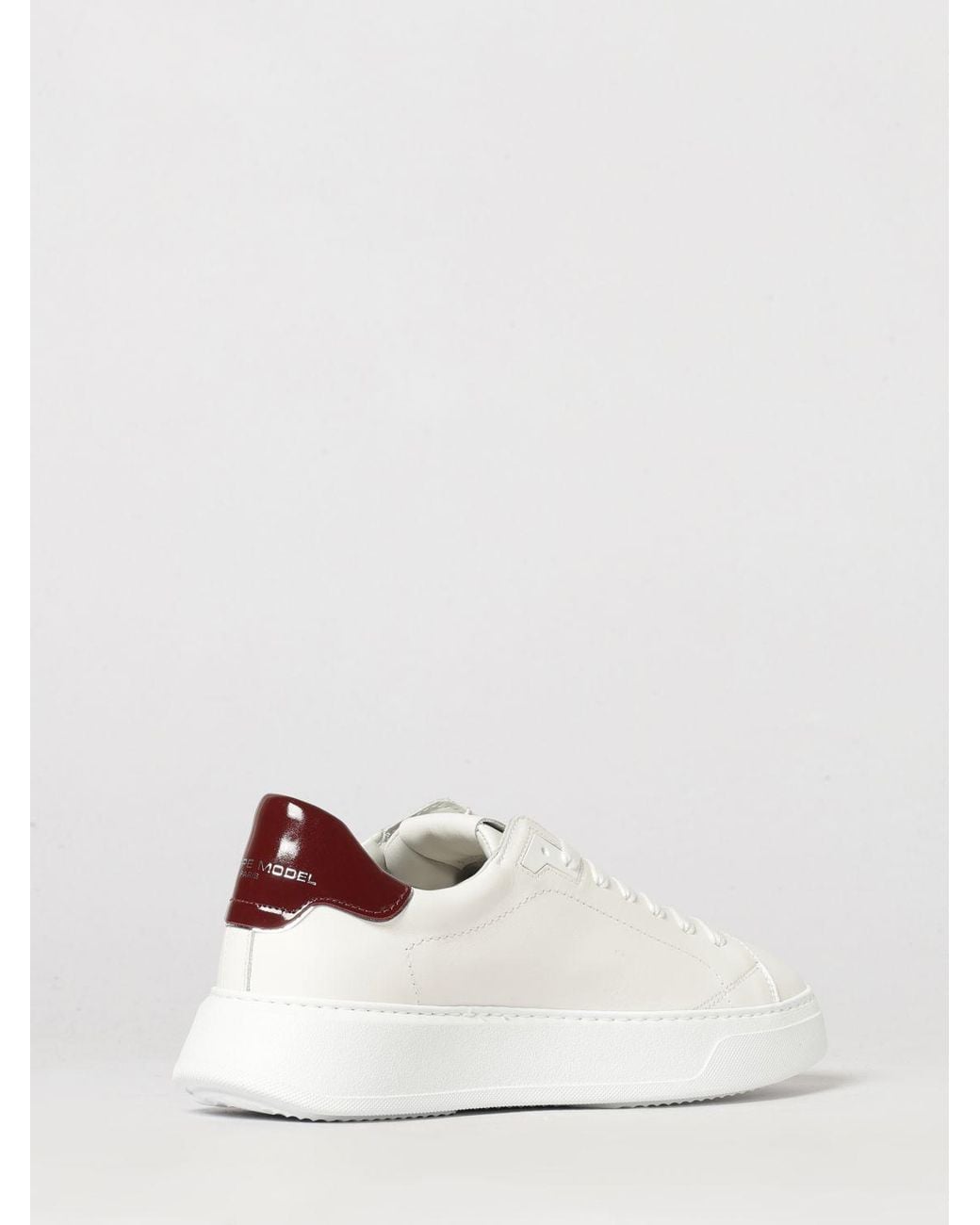 Philippe Model White Temple Low Smooth Calfskin Low-Top Sneakers With Shield Logo for men