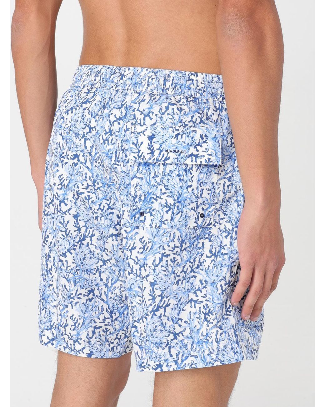 Kampos Blue Patterned Nylon Swim Shorts for men