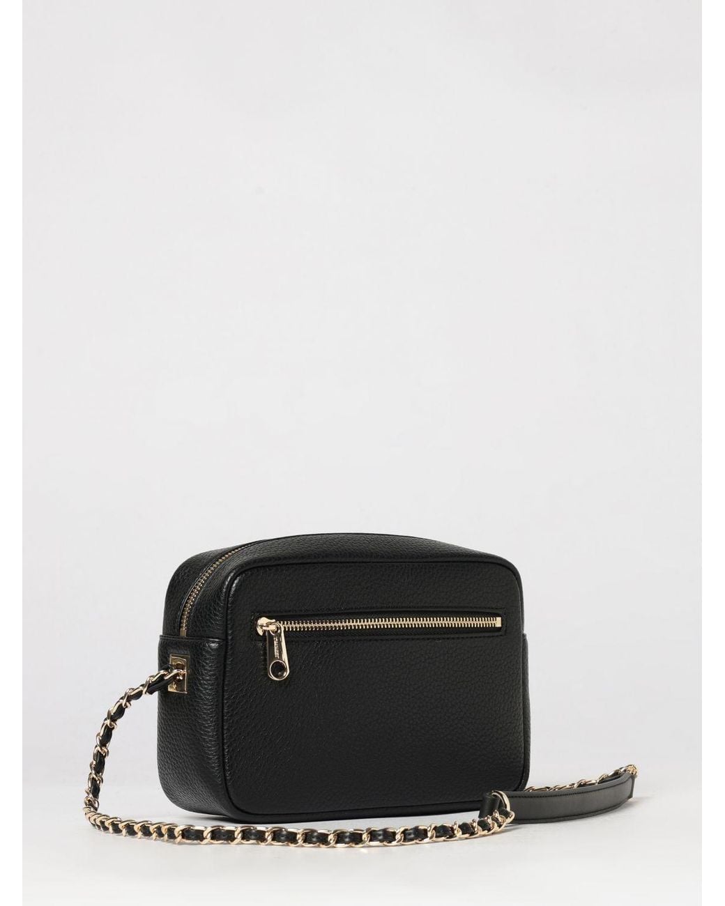 Twinset Black Small Rectangular Crossbody Bag With Metallic Logo And Chain Strap