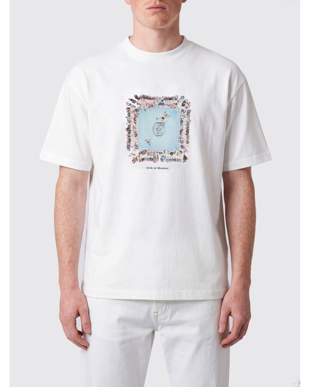 Drole de Monsieur White Graphic Print Pure Cotton T-Shirt With Lettering for men