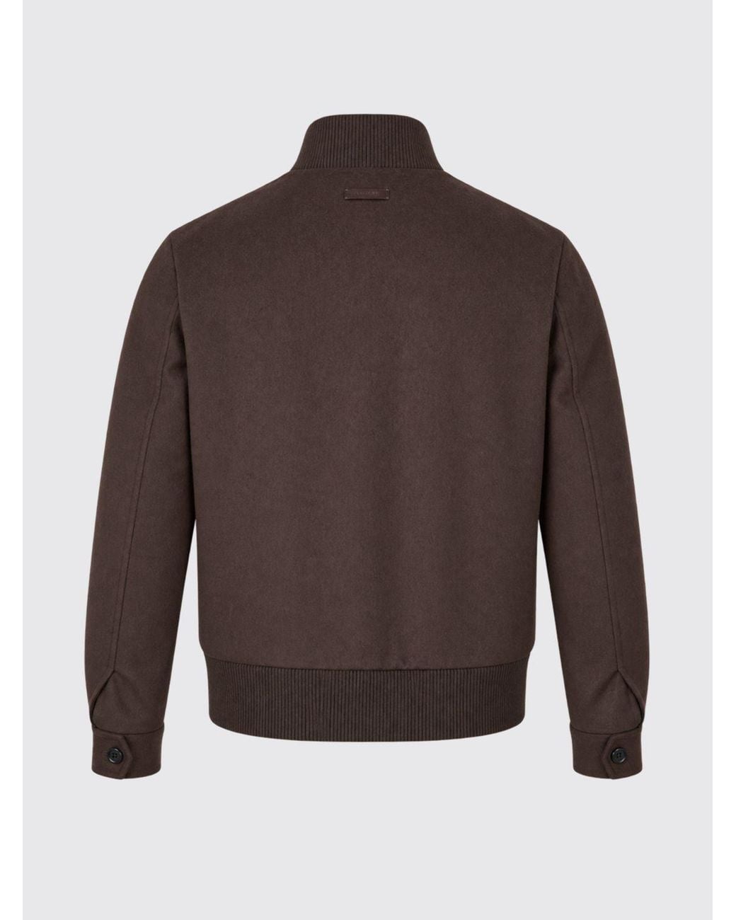 Lardini Brown Wool And Cashmere Blend Bomber Jacket With A High Collar for men