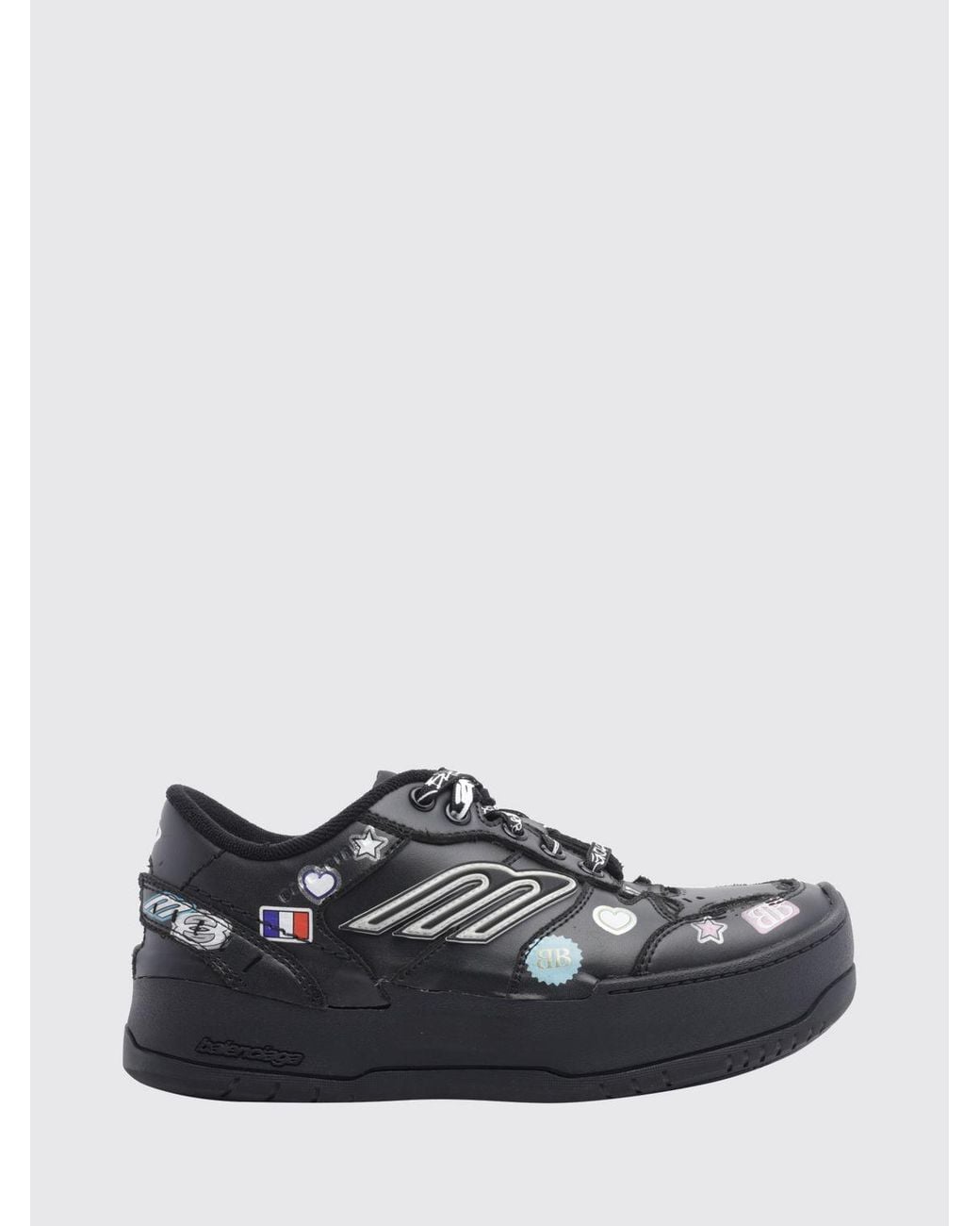 Balenciaga White Hamptons Trainers With Printed Monogram And Platform Sole