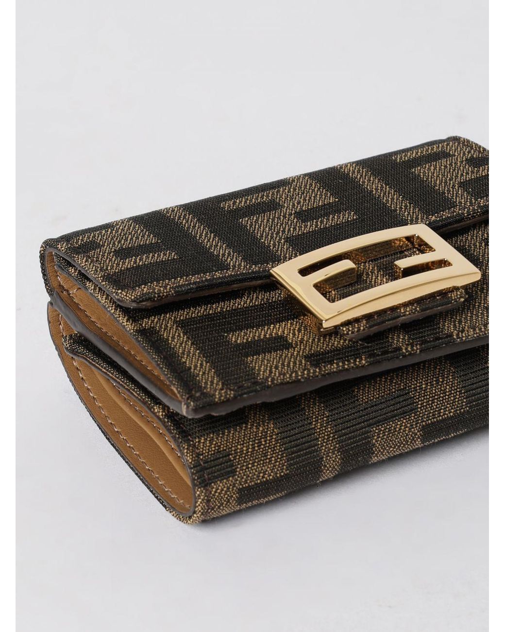 Fendi Gray Micro Trifold Baguette Wallet