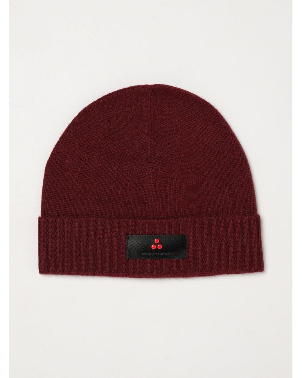Peuterey Red Wool And Cashmere Blend Beanie With Cuff And Logo Patch for men