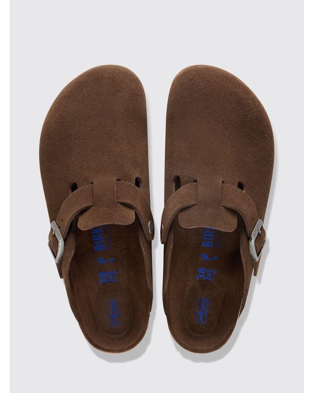 Birkenstock Brown Boston Suede Mules With Adjustable Strap for men