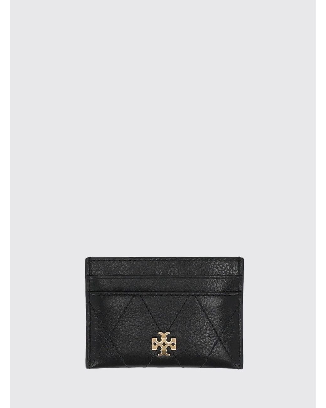 Tory Burch White Double T Leather Flat Card Holder