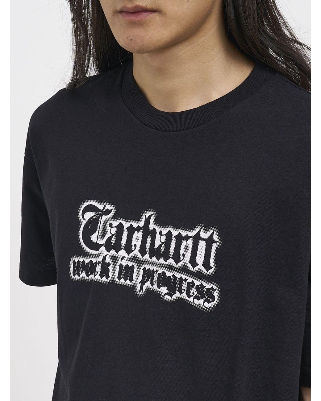 Carhartt Black Cotton Crewneck T-Shirt With Logo Print for men