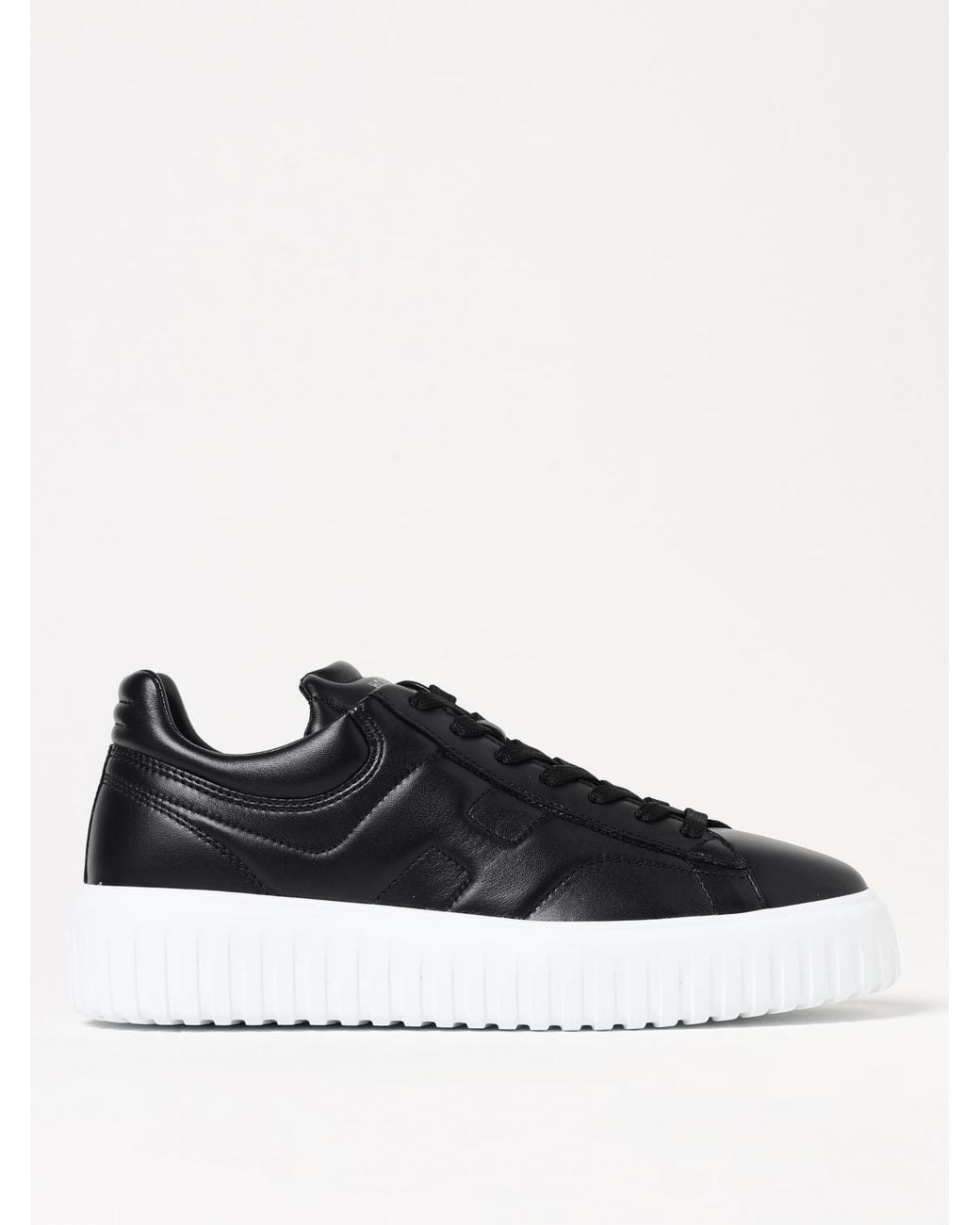 Hogan Black H-Stripe Leather Sneakers for men
