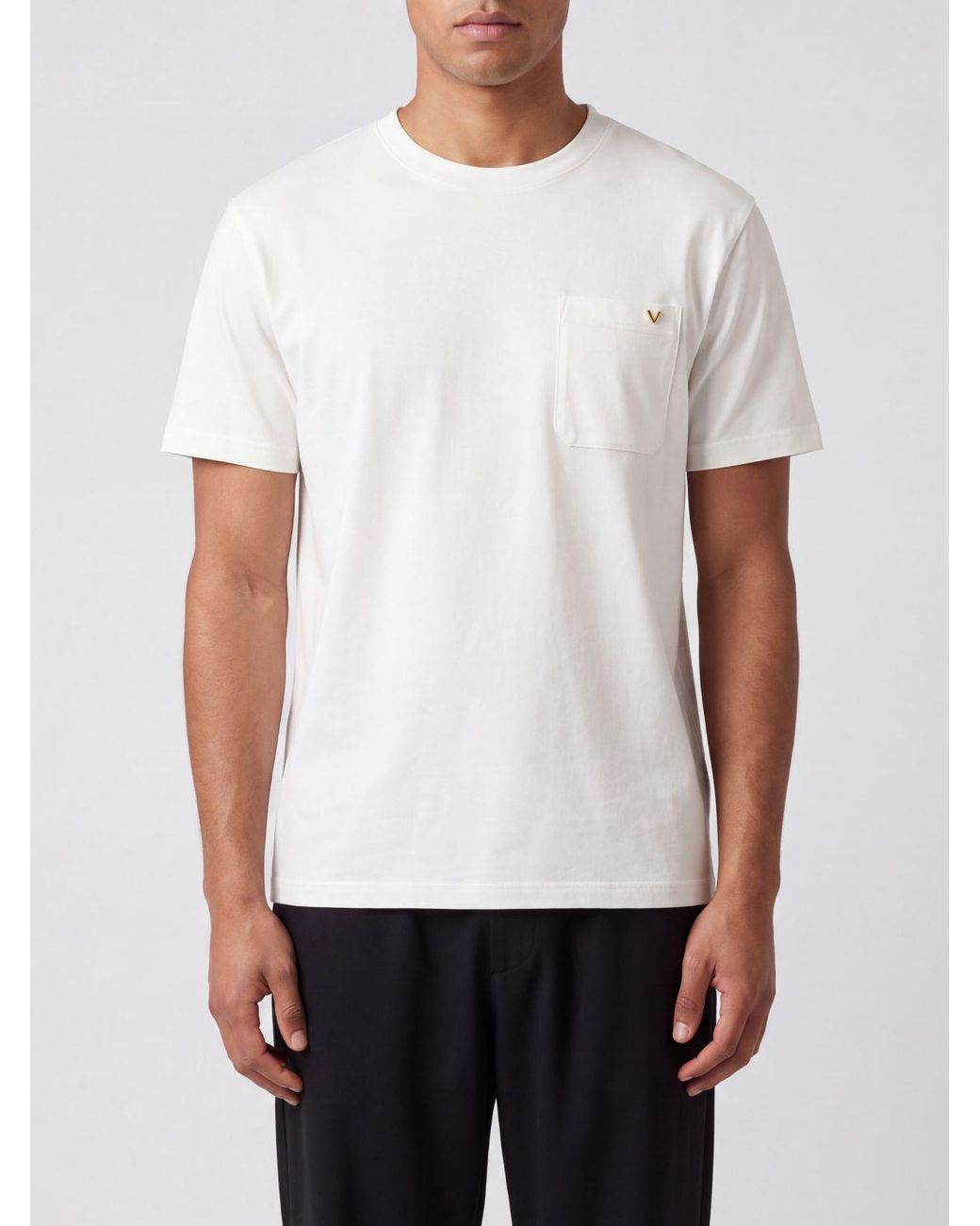 Valentino Garavani White Cotton T-Shirt With Pocket And Vlogo Signature for men