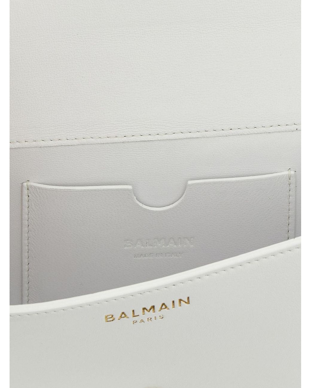 Balmain White Shuffle Leather Wallet Bag