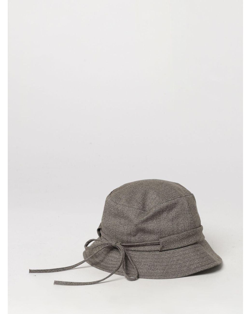 Jacquemus Gray Virgin Wool Bucket Hat With Logo And Drawstring for men