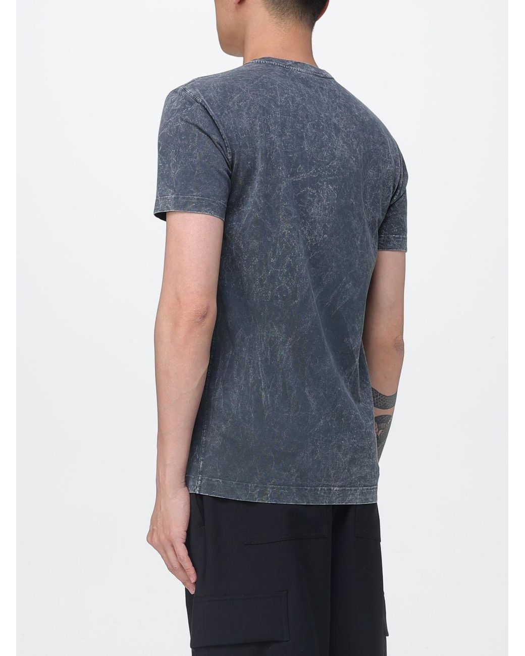 Dolce & Gabbana Gray Dolce &Amp Gabbana Slim Fit Cotton Crewneck T-Shirt With Contrast Logo Print for men